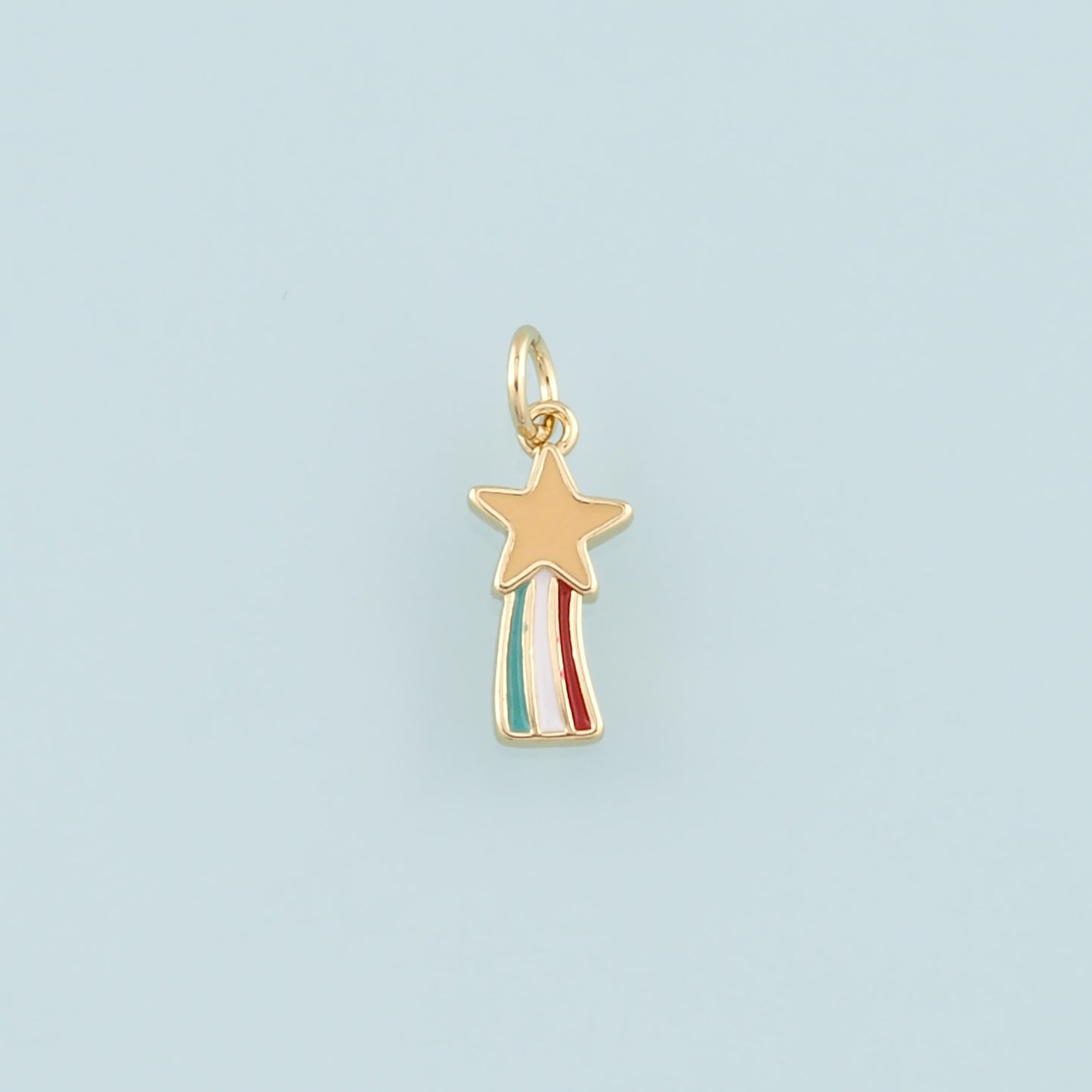 Gold Rainbow Star Charms,18K Gold Filled Star Pendant,Enamel Rainbow Charm Bracelet Necklace for DIY Jewelry Making Supply