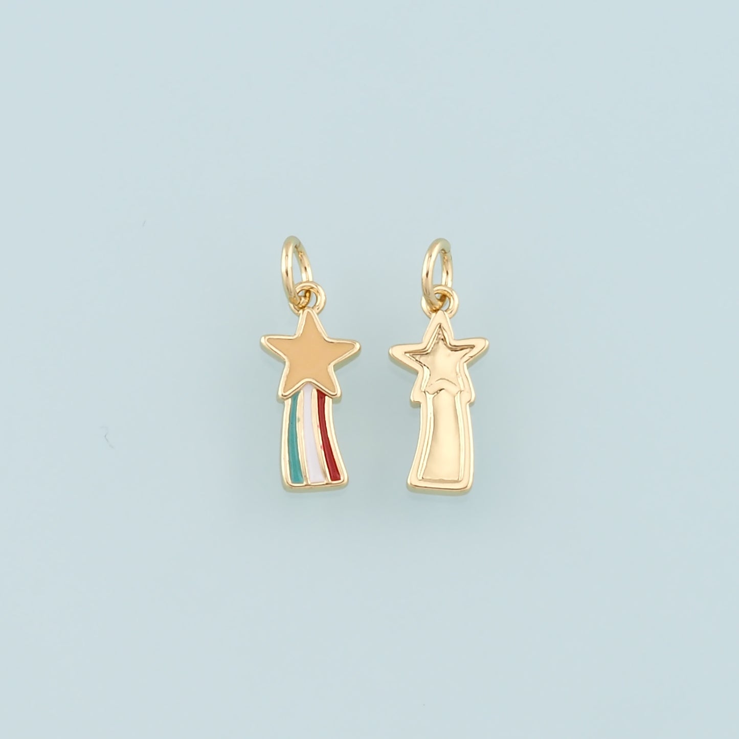 Gold Rainbow Star Charms,18K Gold Filled Star Pendant,Enamel Rainbow Charm Bracelet Necklace for DIY Jewelry Making Supply