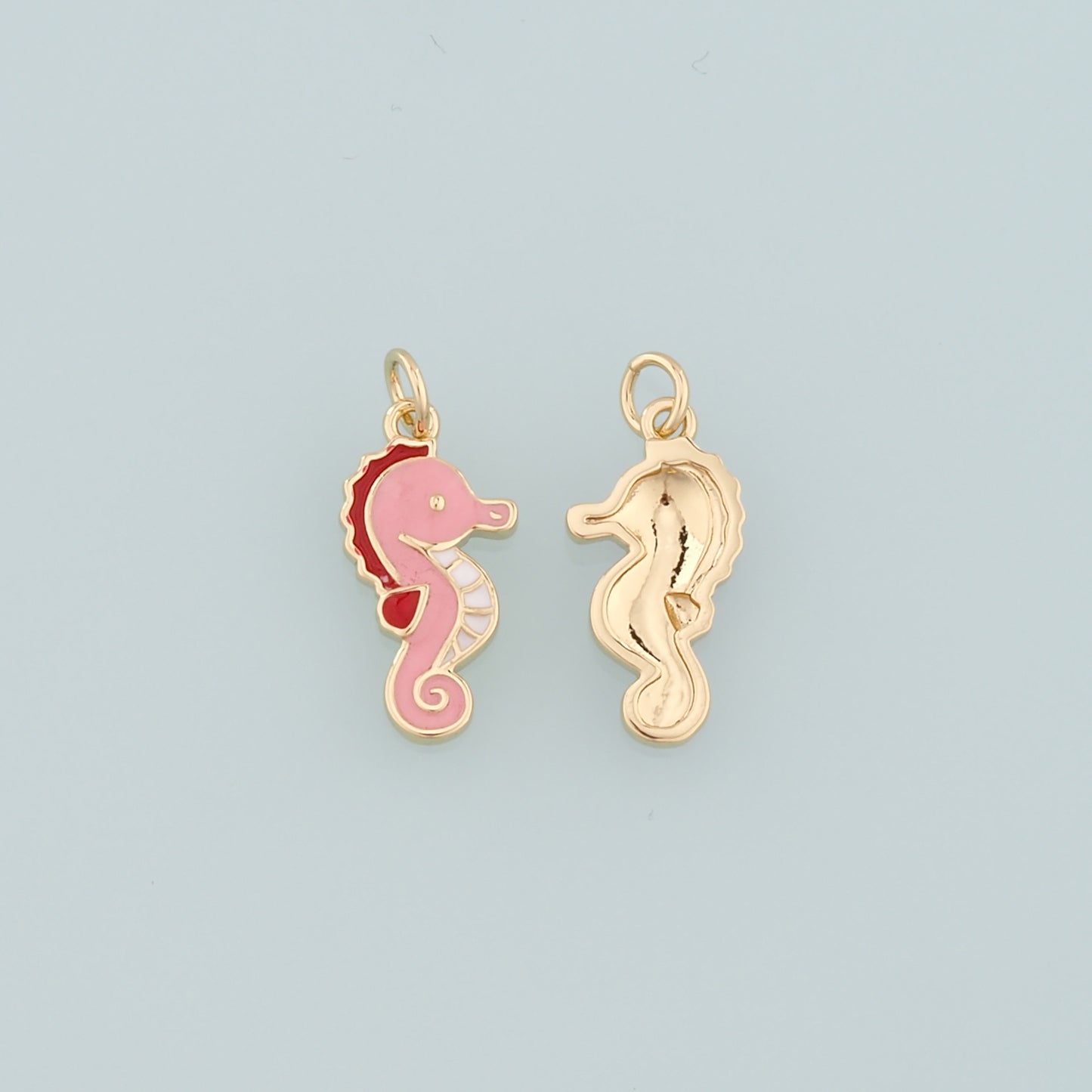 Gold Seahorse Charms,18K Gold Filled Seahorse Pendant,Enamel Seahorse Charm Bracelet Necklace for DIY Jewelry Making Supply