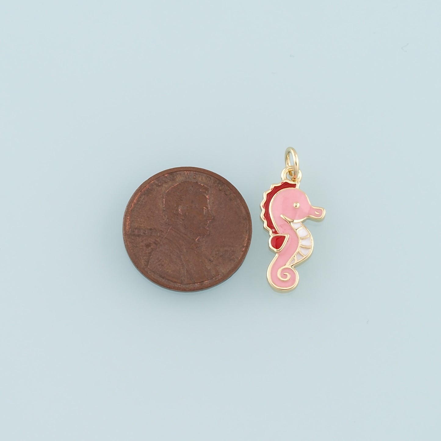 Gold Seahorse Charms,18K Gold Filled Seahorse Pendant,Enamel Seahorse Charm Bracelet Necklace for DIY Jewelry Making Supply