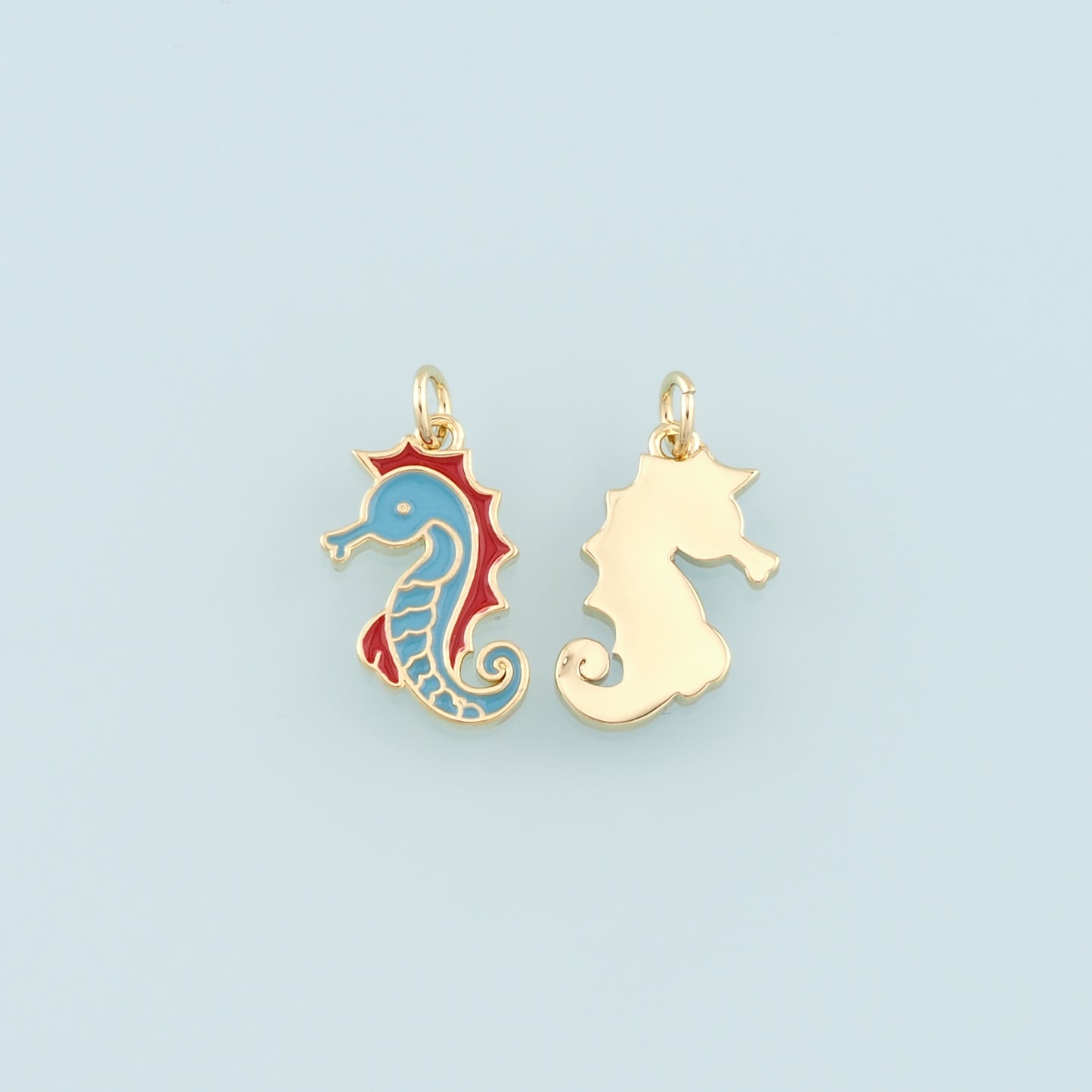 Gold Seahorse Charms,18K Gold Filled Seahorse Pendant,Enamel Seahorse Charm Bracelet Necklace for DIY Jewelry Making Supply