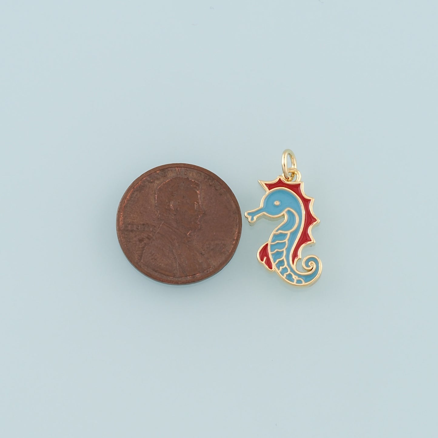 Gold Seahorse Charms,18K Gold Filled Seahorse Pendant,Enamel Seahorse Charm Bracelet Necklace for DIY Jewelry Making Supply
