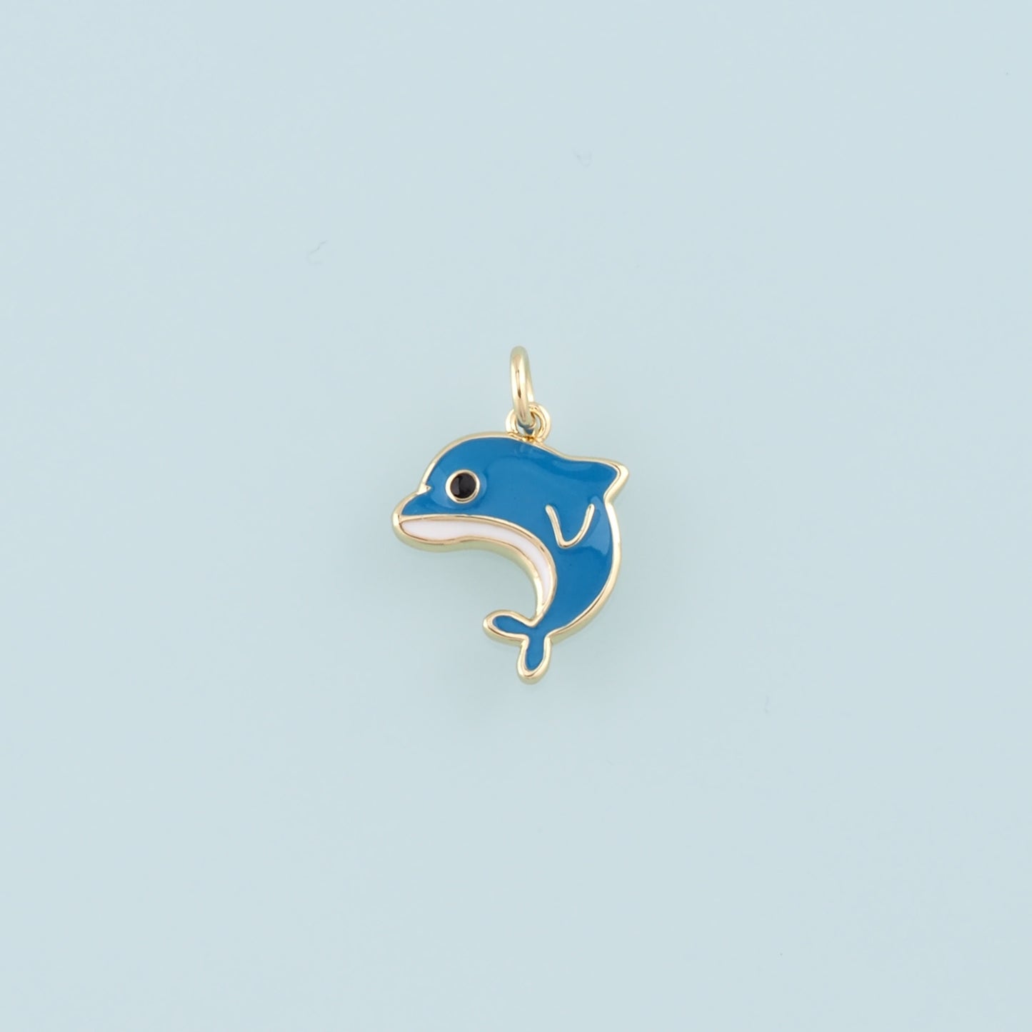 Cute Dolphin Charms,18K Gold Filled Enamel Dolphin Pendant,Kawaii Ocean Charm Bracelet Necklace for DIY Jewelry Making Supply