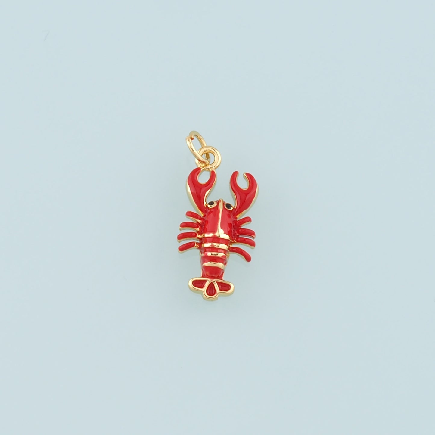 Cute Lobster Charms,18K Gold Filled Enamel Lobster Pendant,Kawaii Ocean Charm Bracelet Necklace for DIY Jewelry Making Supply