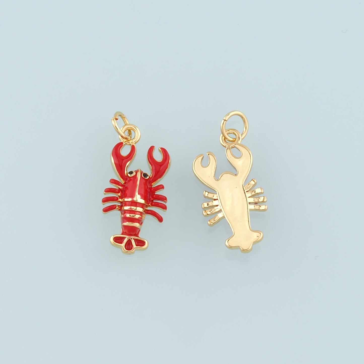 Cute Lobster Charms,18K Gold Filled Enamel Lobster Pendant,Kawaii Ocean Charm Bracelet Necklace for DIY Jewelry Making Supply