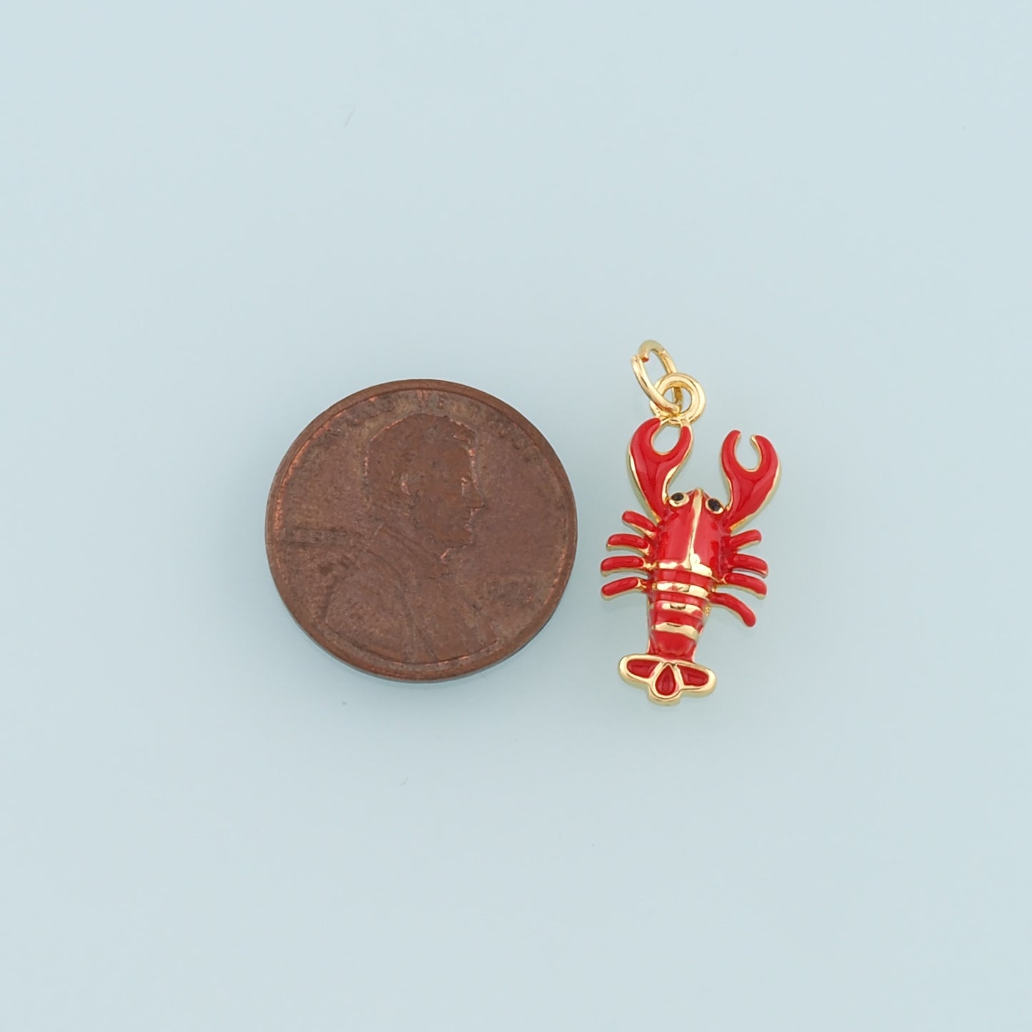 Cute Lobster Charms,18K Gold Filled Enamel Lobster Pendant,Kawaii Ocean Charm Bracelet Necklace for DIY Jewelry Making Supply