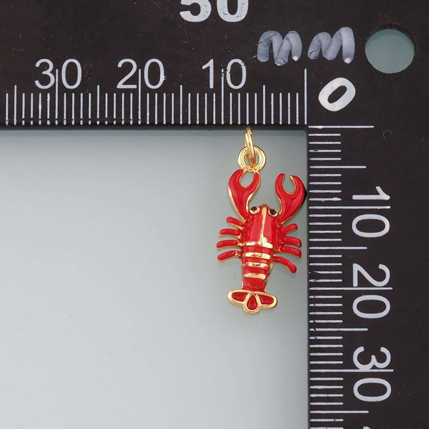 Cute Lobster Charms,18K Gold Filled Enamel Lobster Pendant,Kawaii Ocean Charm Bracelet Necklace for DIY Jewelry Making Supply