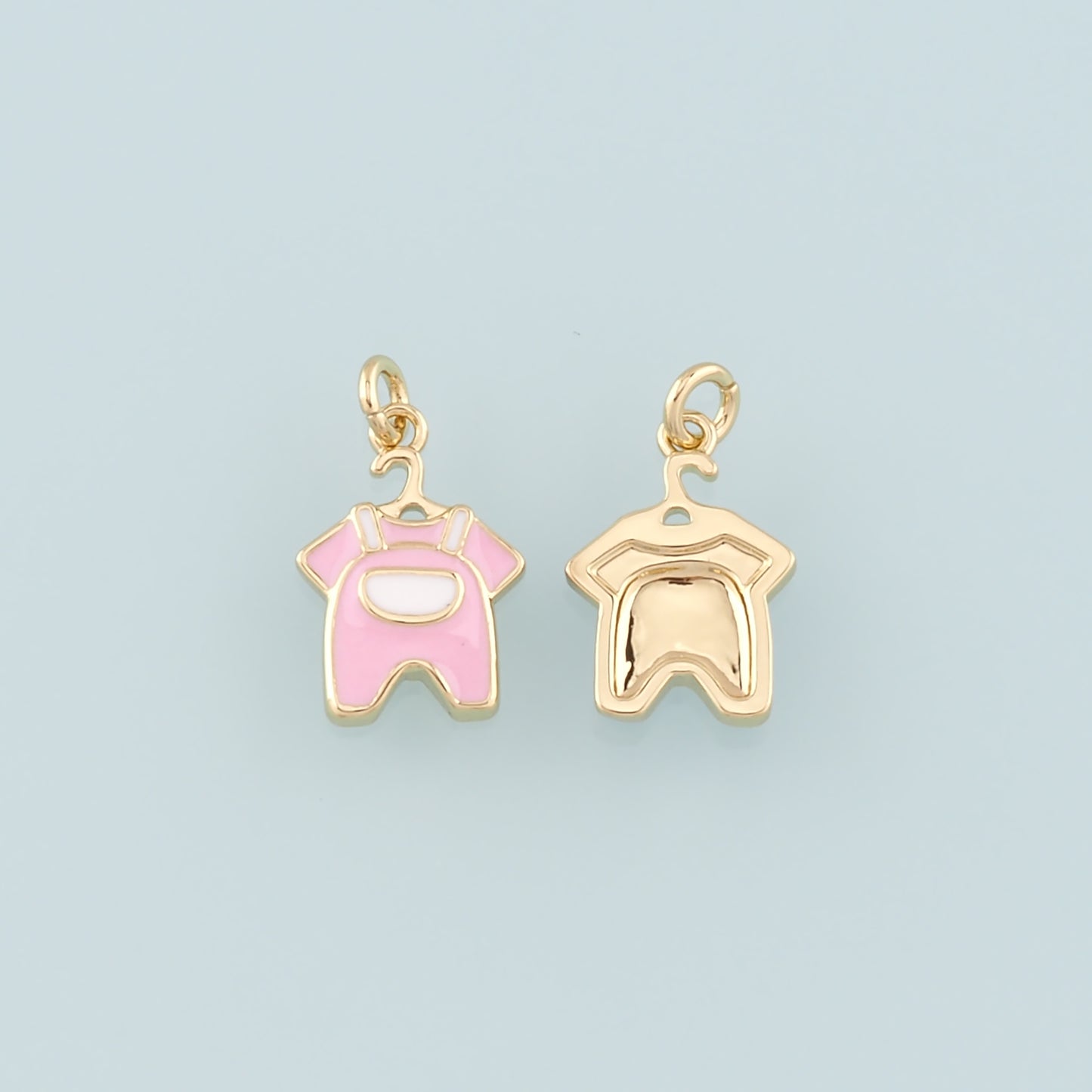 Gold Clothes Charms,18K Gold Filled Clothes Pendant,Enamel Overalls Charm Bracelet Necklace for DIY Jewelry Making Supply
