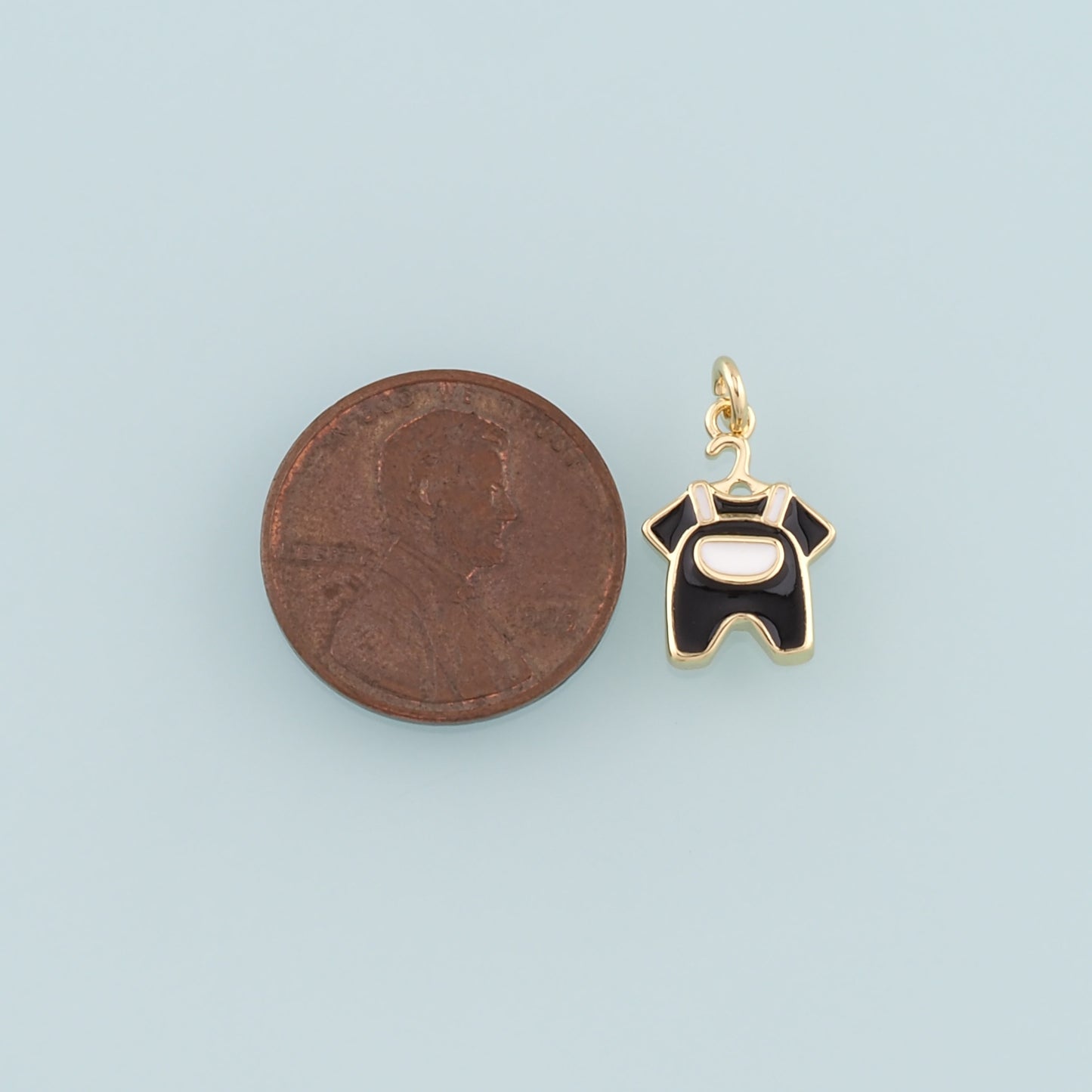 Gold Clothes Charms,18K Gold Filled Clothes Pendant,Enamel Overalls Charm Bracelet Necklace for DIY Jewelry Making Supply