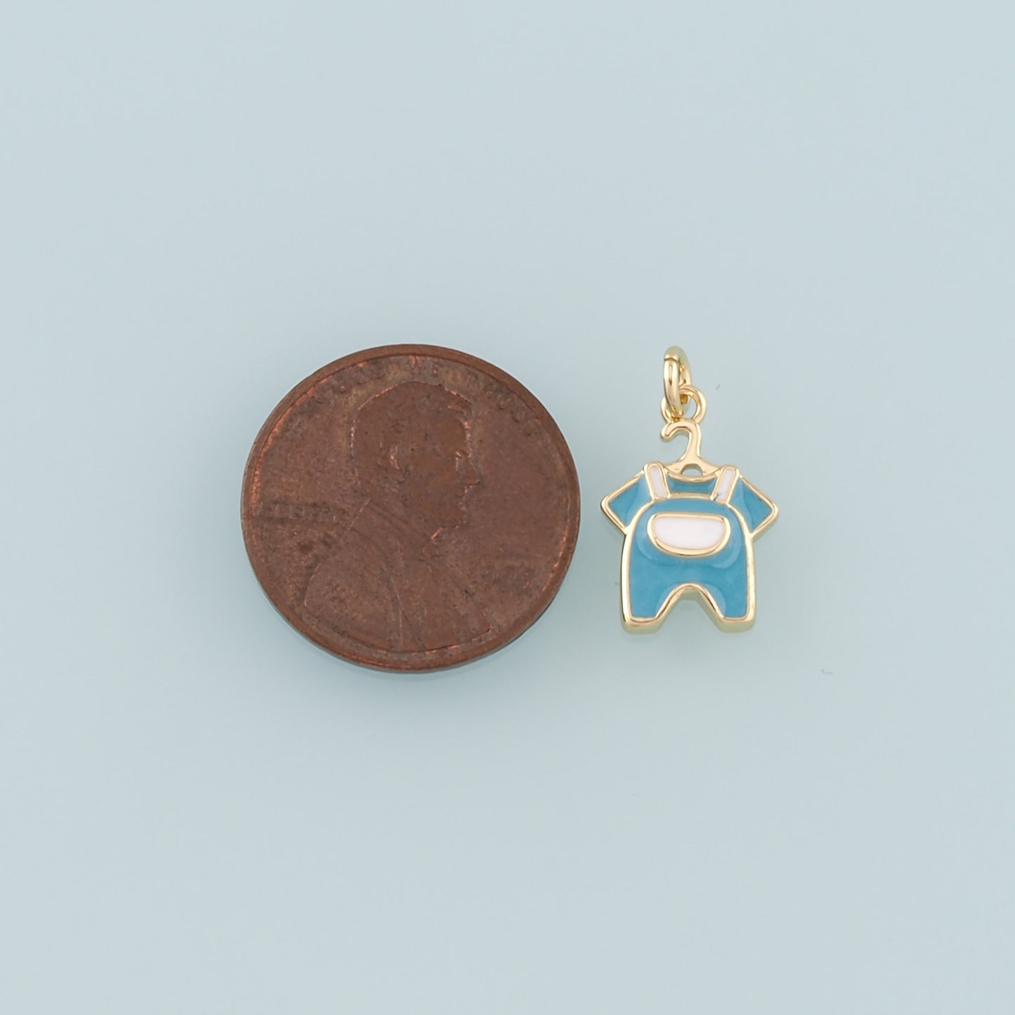Gold Clothes Charms,18K Gold Filled Clothes Pendant,Enamel Overalls Charm Bracelet Necklace for DIY Jewelry Making Supply
