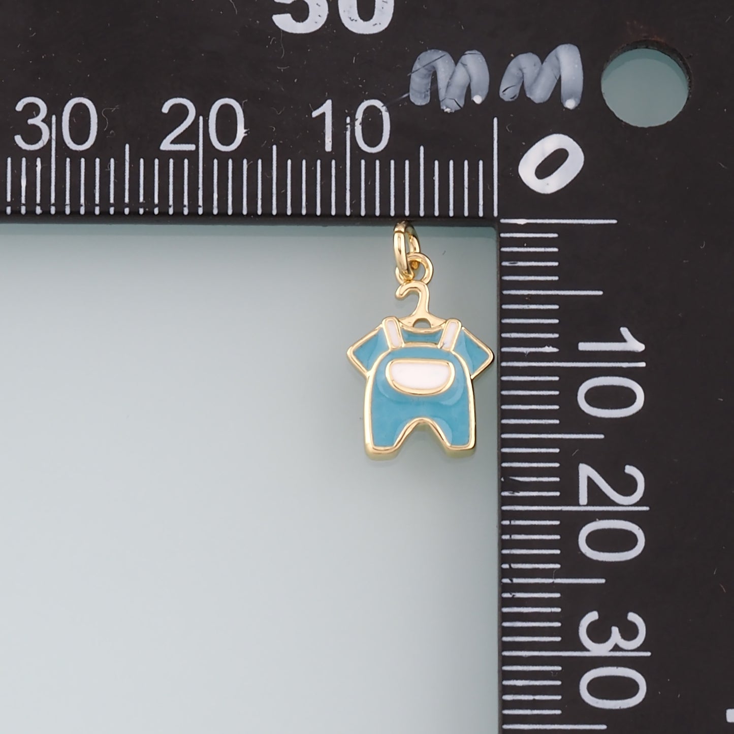 Gold Clothes Charms,18K Gold Filled Clothes Pendant,Enamel Overalls Charm Bracelet Necklace for DIY Jewelry Making Supply
