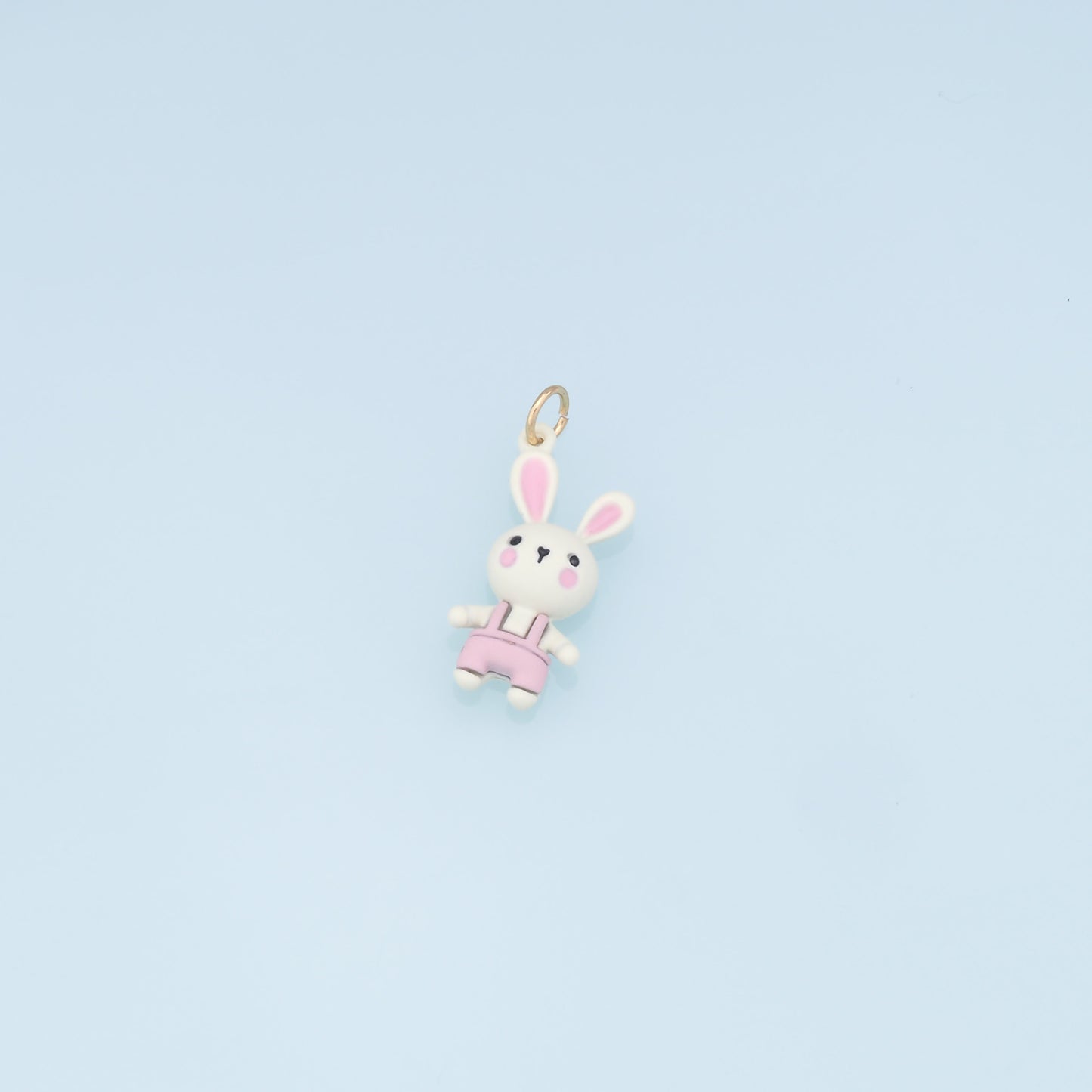Cute Rabbit Charms,18K Gold Filled Enamel Rabbit Pendant,Kawaii Charm Bracelet Necklace for DIY Jewelry Making Supply