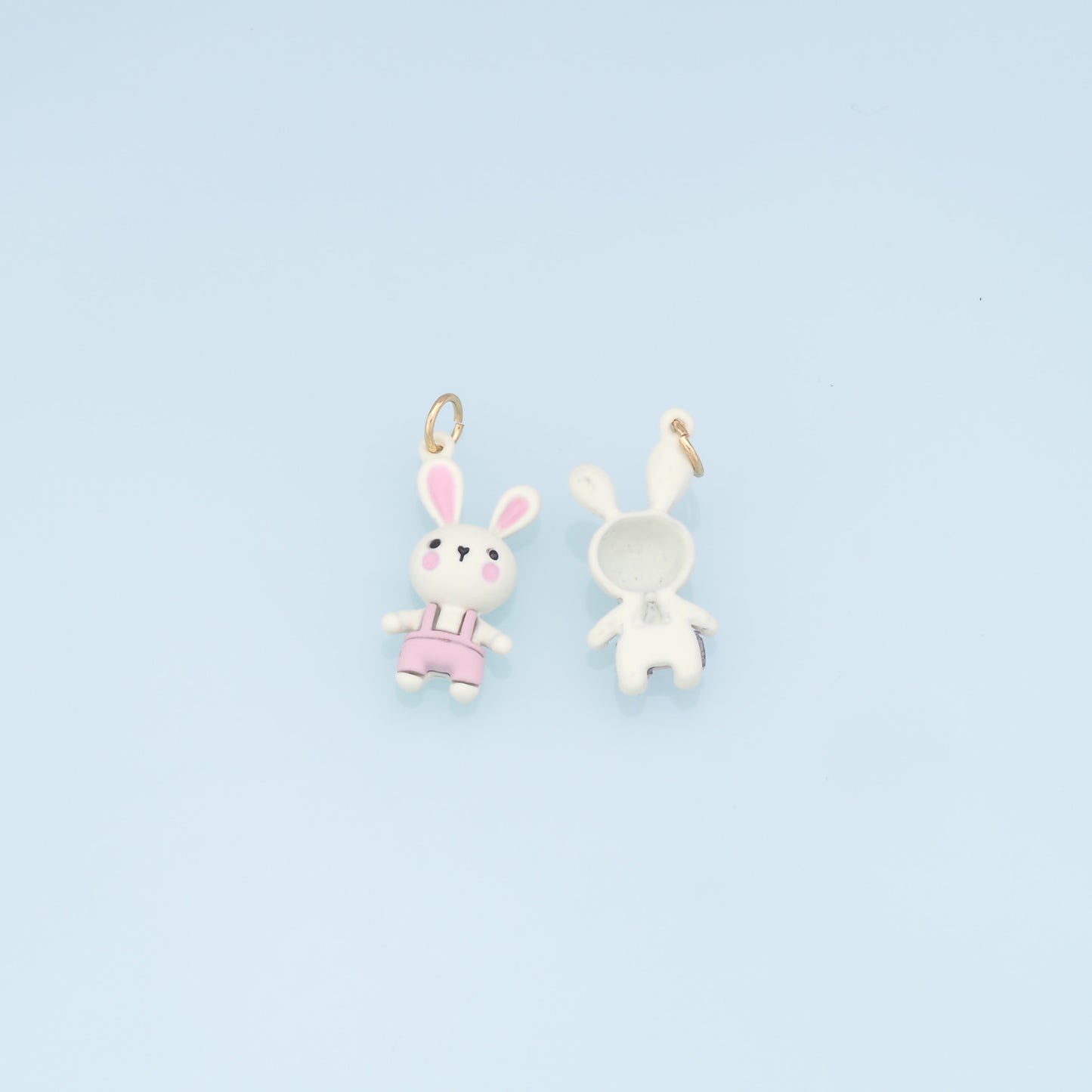 Cute Rabbit Charms,18K Gold Filled Enamel Rabbit Pendant,Kawaii Charm Bracelet Necklace for DIY Jewelry Making Supply