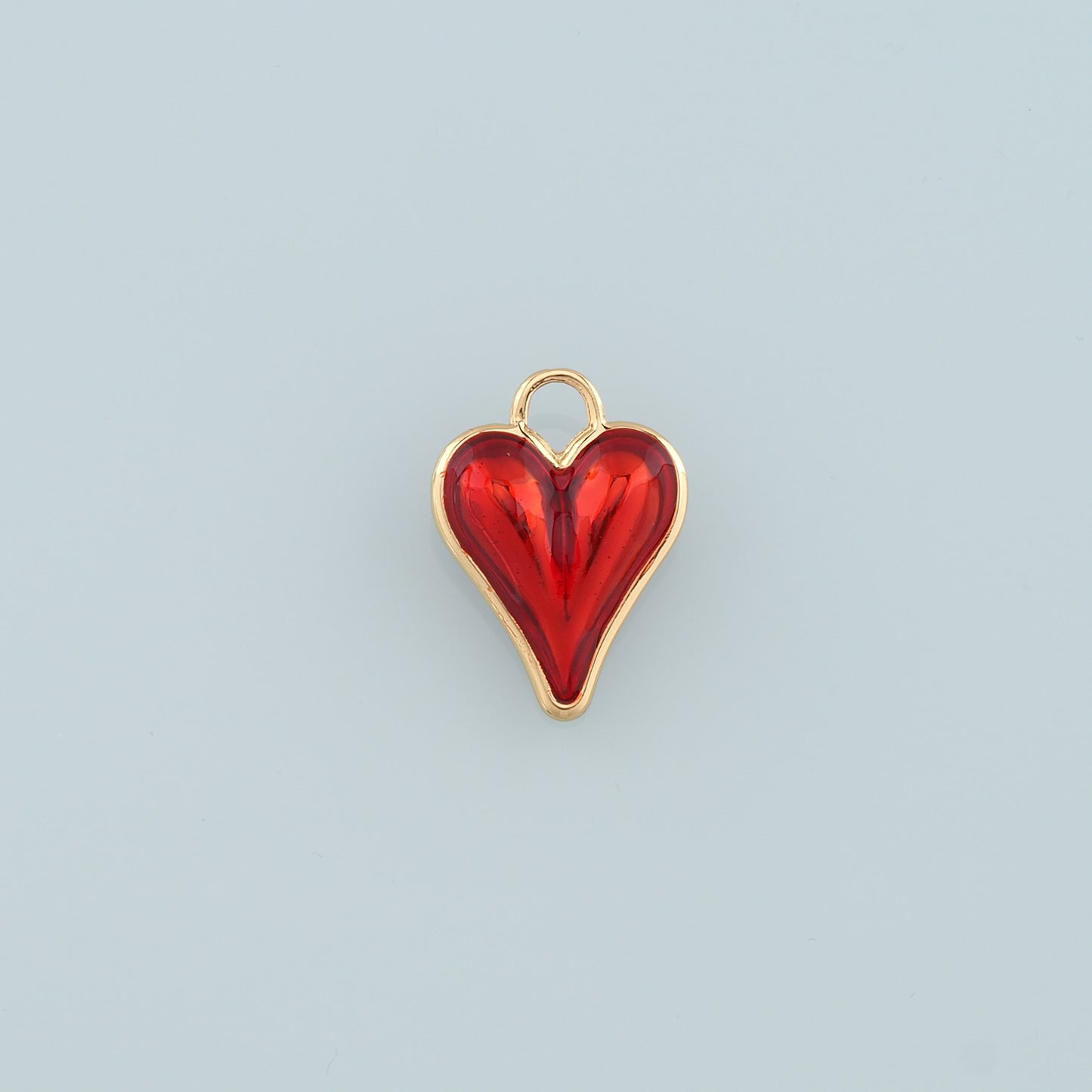 18K Gold Filled Heart Pendant,Enamel Heart Charm Bracelet Necklace for DIY Jewelry Making Supply