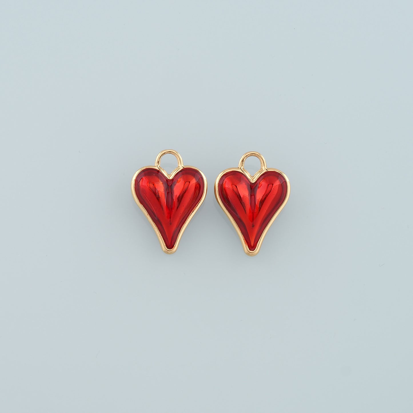 18K Gold Filled Heart Pendant,Enamel Heart Charm Bracelet Necklace for DIY Jewelry Making Supply