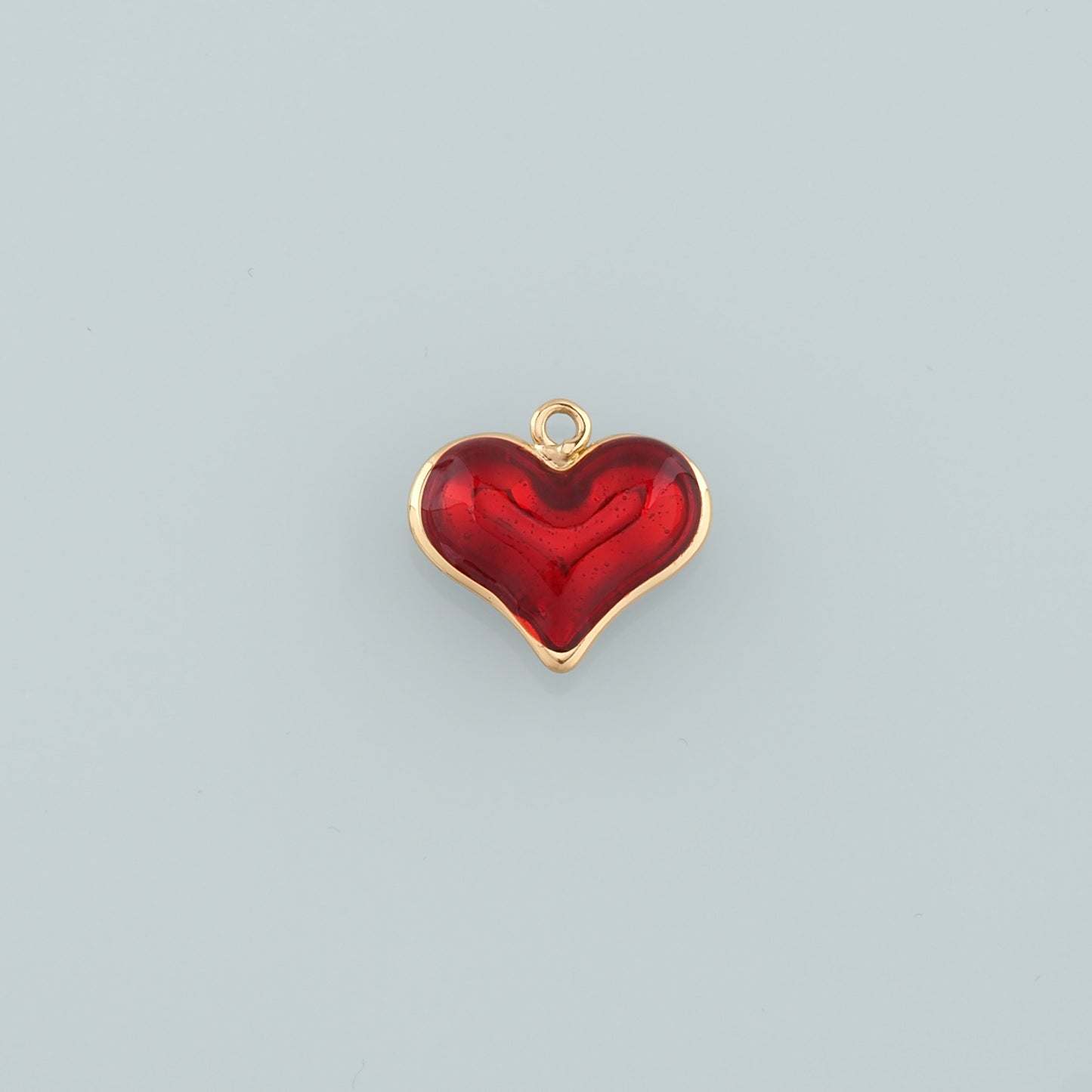 18K Gold Filled Heart Pendant,Enamel Heart Charm Bracelet Necklace for DIY Jewelry Making Supply
