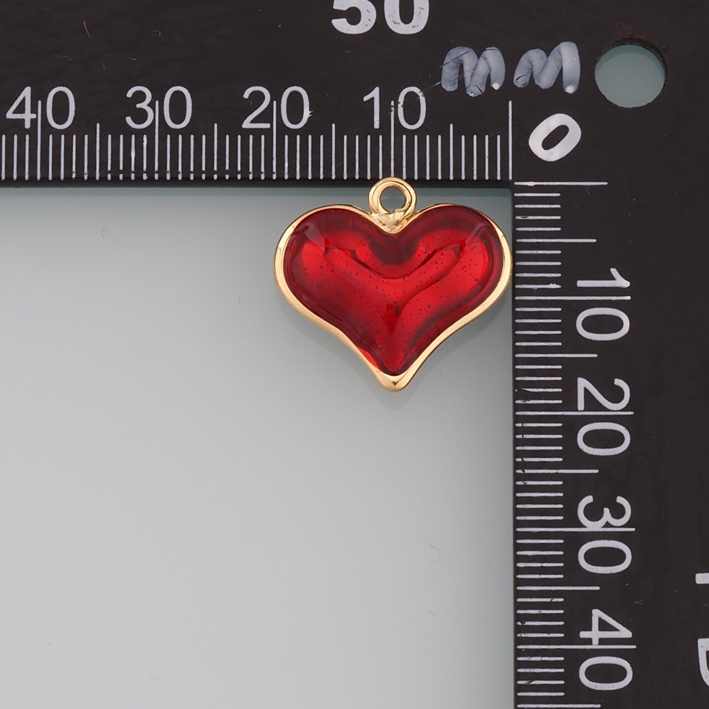 18K Gold Filled Heart Pendant,Enamel Heart Charm Bracelet Necklace for DIY Jewelry Making Supply