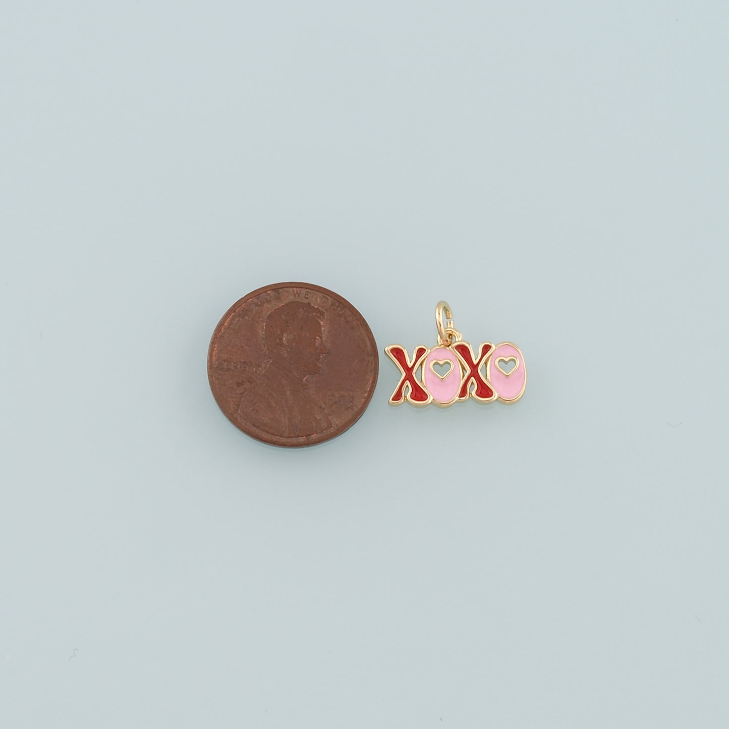 Gold XOXO Charm,18K Gold Filled XOXO Pendant,Enamel Heart Charm Bracelet Necklace for DIY Jewelry Making Supply