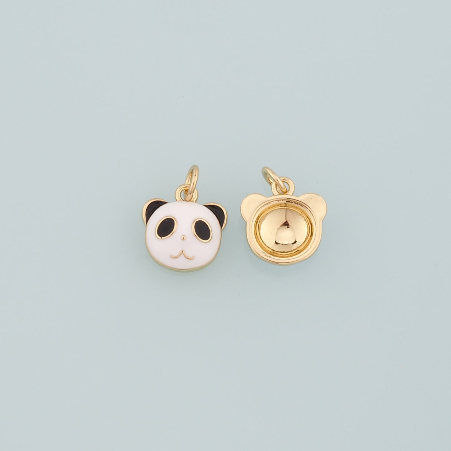 18K Gold Filled Panda Pendant,Enamel Panda Charm Bracelet Necklace for DIY Jewelry Making Supply