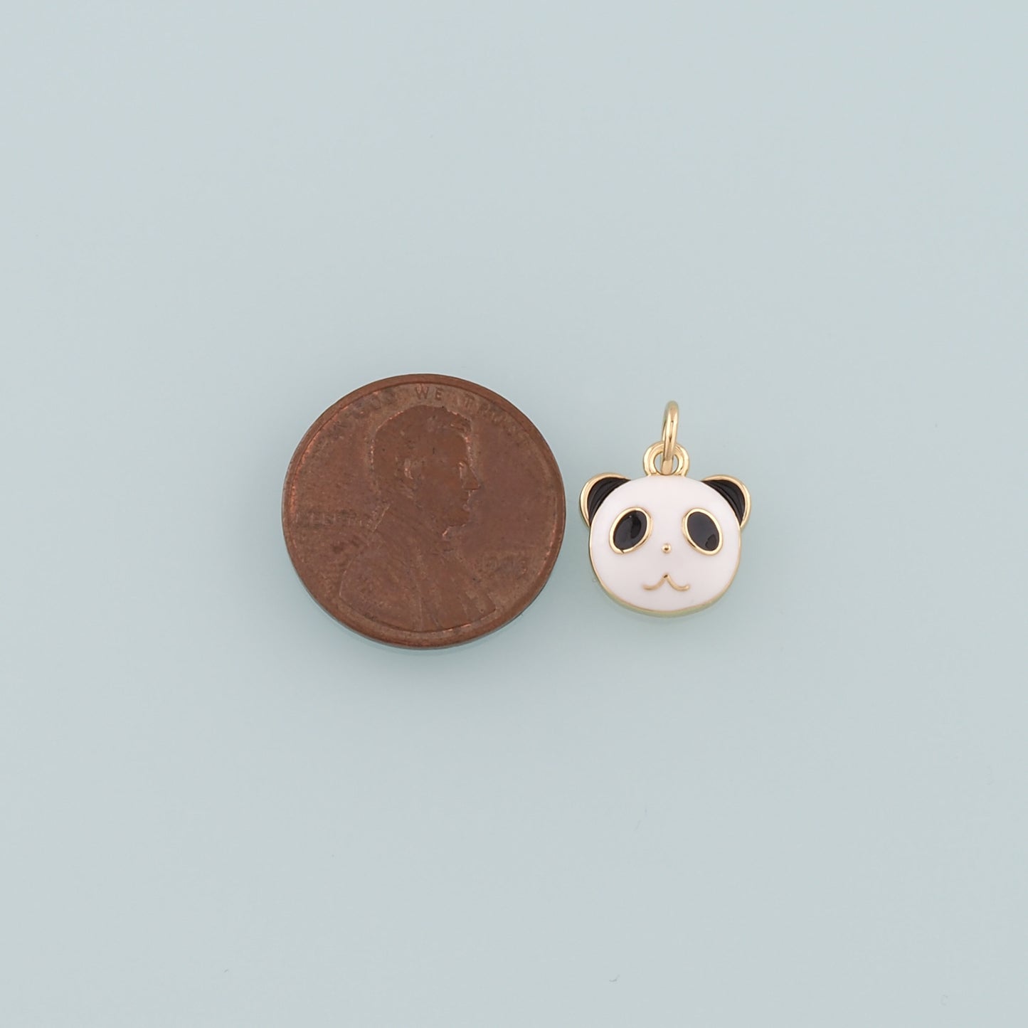 18K Gold Filled Panda Pendant,Enamel Panda Charm Bracelet Necklace for DIY Jewelry Making Supply
