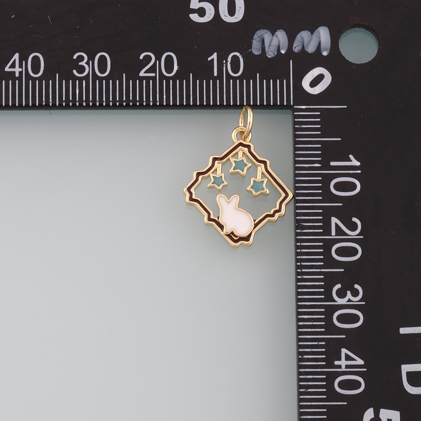 18K Gold Filled Rabbit Pendant,Enamel Animal Charm Bracelet Necklace for DIY Jewelry Making Supply