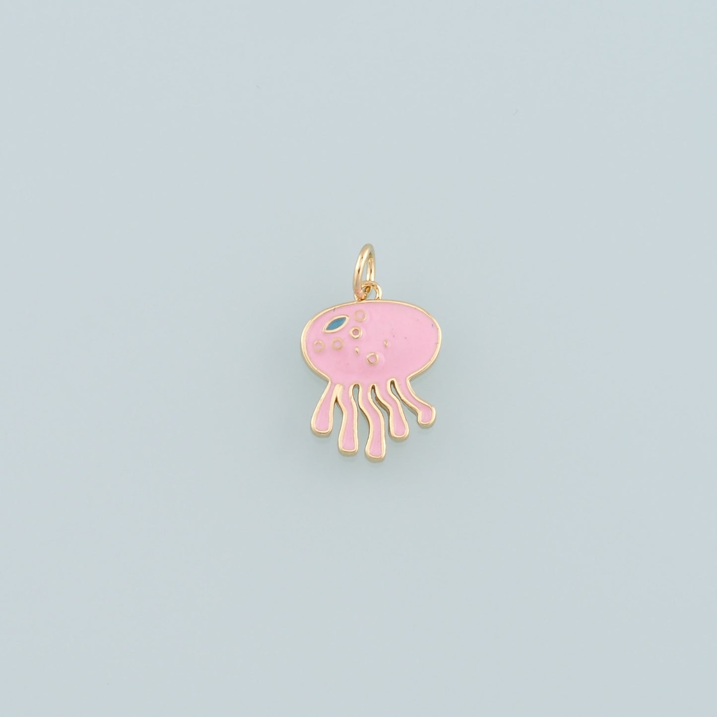 Gold Jellyfish Charms,18K Gold Filled Jellyfish Pendant,Enamel Ocean Charm Bracelet Necklace for DIY Jewelry Making Supply