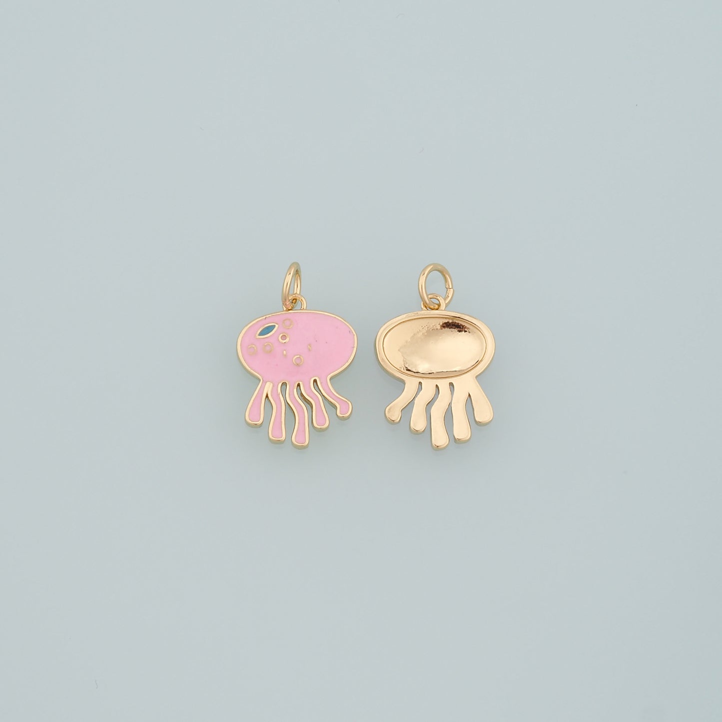 Gold Jellyfish Charms,18K Gold Filled Jellyfish Pendant,Enamel Ocean Charm Bracelet Necklace for DIY Jewelry Making Supply
