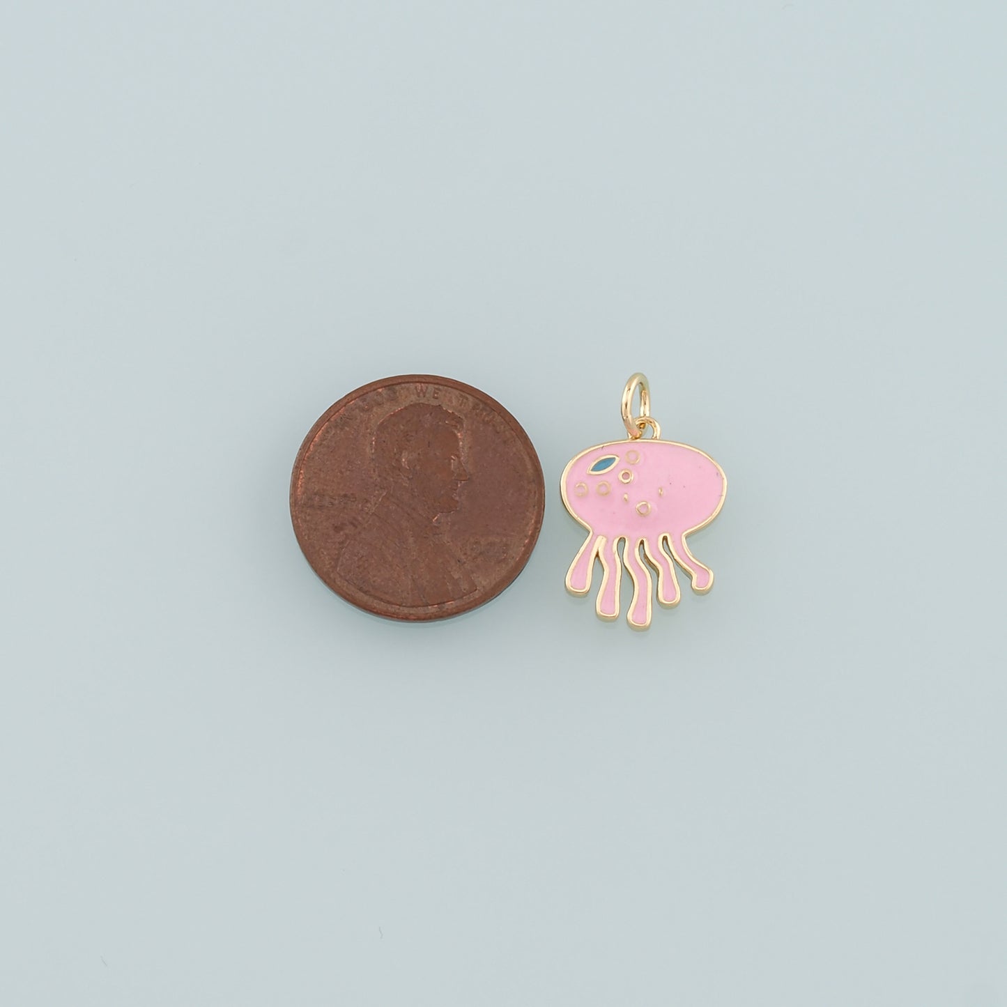 Gold Jellyfish Charms,18K Gold Filled Jellyfish Pendant,Enamel Ocean Charm Bracelet Necklace for DIY Jewelry Making Supply