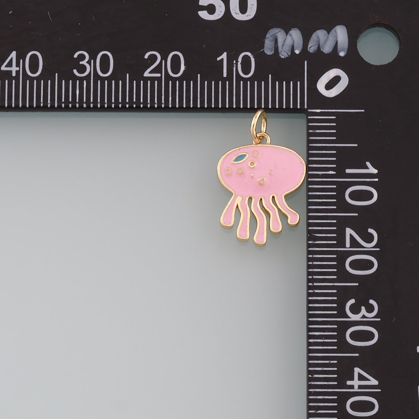 Gold Jellyfish Charms,18K Gold Filled Jellyfish Pendant,Enamel Ocean Charm Bracelet Necklace for DIY Jewelry Making Supply