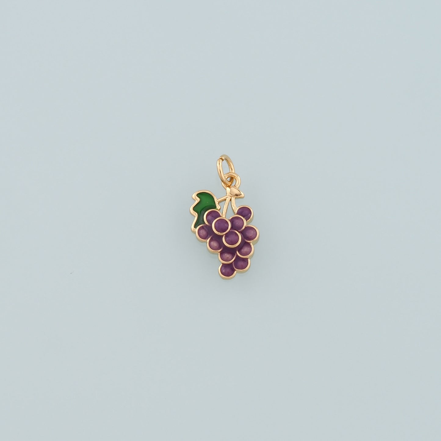 Gold Grape Charms,18K Gold Filled Grape Pendant,Enamel Fruit Charm Bracelet Necklace for DIY Jewelry Making Supply