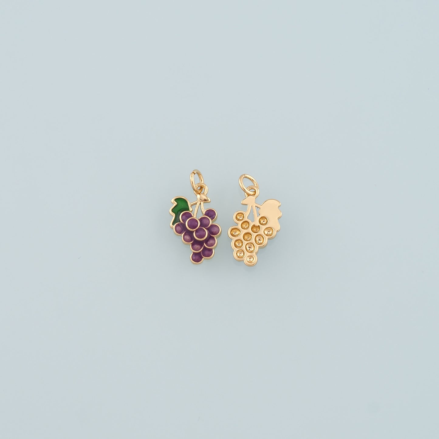 Gold Grape Charms,18K Gold Filled Grape Pendant,Enamel Fruit Charm Bracelet Necklace for DIY Jewelry Making Supply