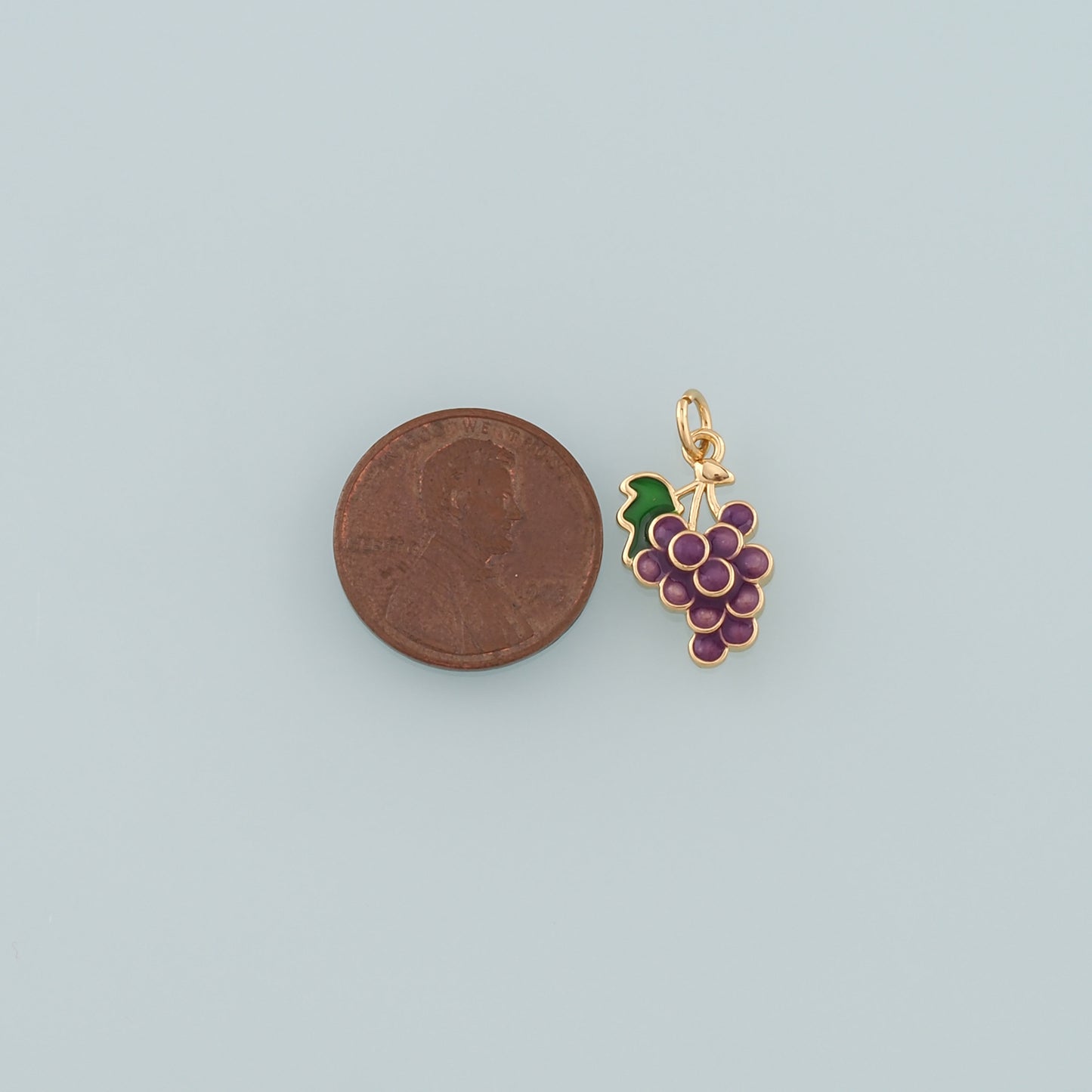 Gold Grape Charms,18K Gold Filled Grape Pendant,Enamel Fruit Charm Bracelet Necklace for DIY Jewelry Making Supply
