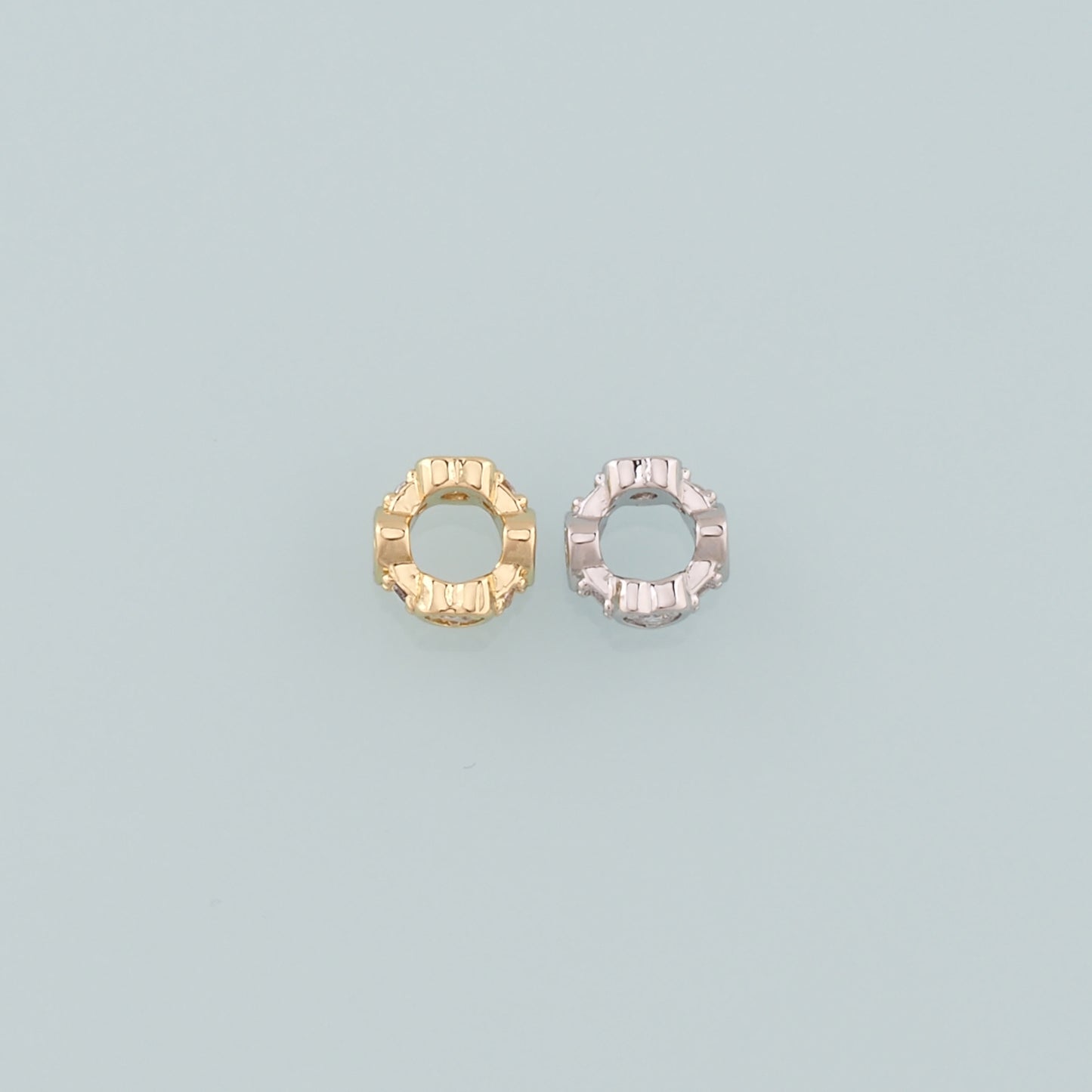 Gold Round Beads Charms,18K Gold Filled Round Flat Spacer beads Bracelet Necklace for DIY Jewelry Making Supply