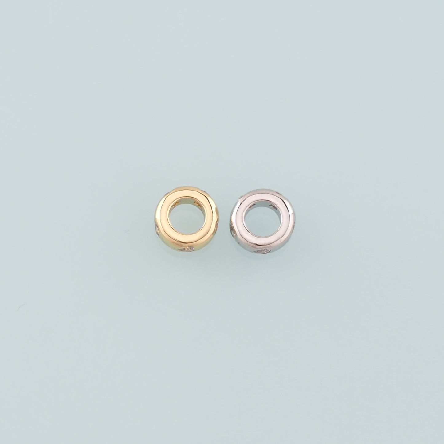 Gold Round Beads Charms,18K Gold Filled Round Flat Spacer beads Bracelet Necklace for DIY Jewelry Making Supply