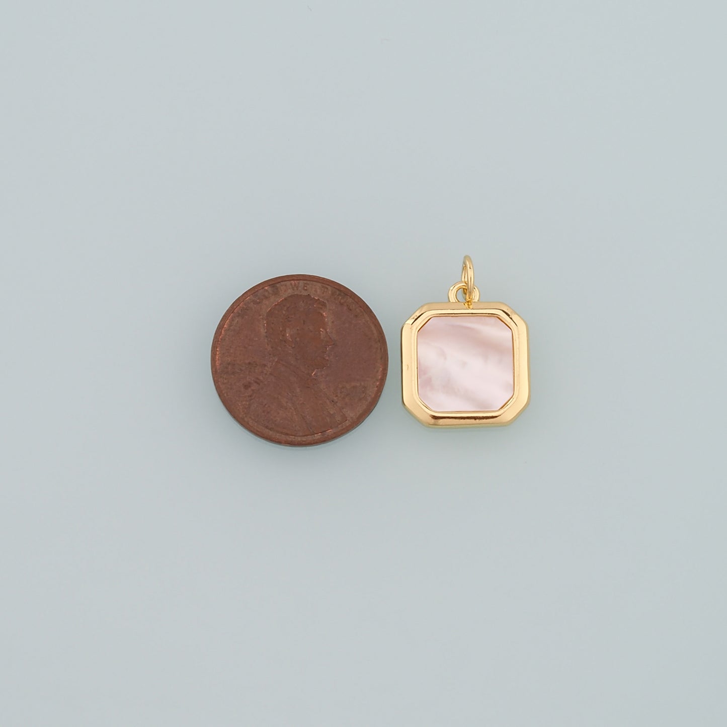 18K Gold Filled Shell Rectangle Pendant,Rectangle Charm Bracelet Necklace for DIY Jewelry Making Supply