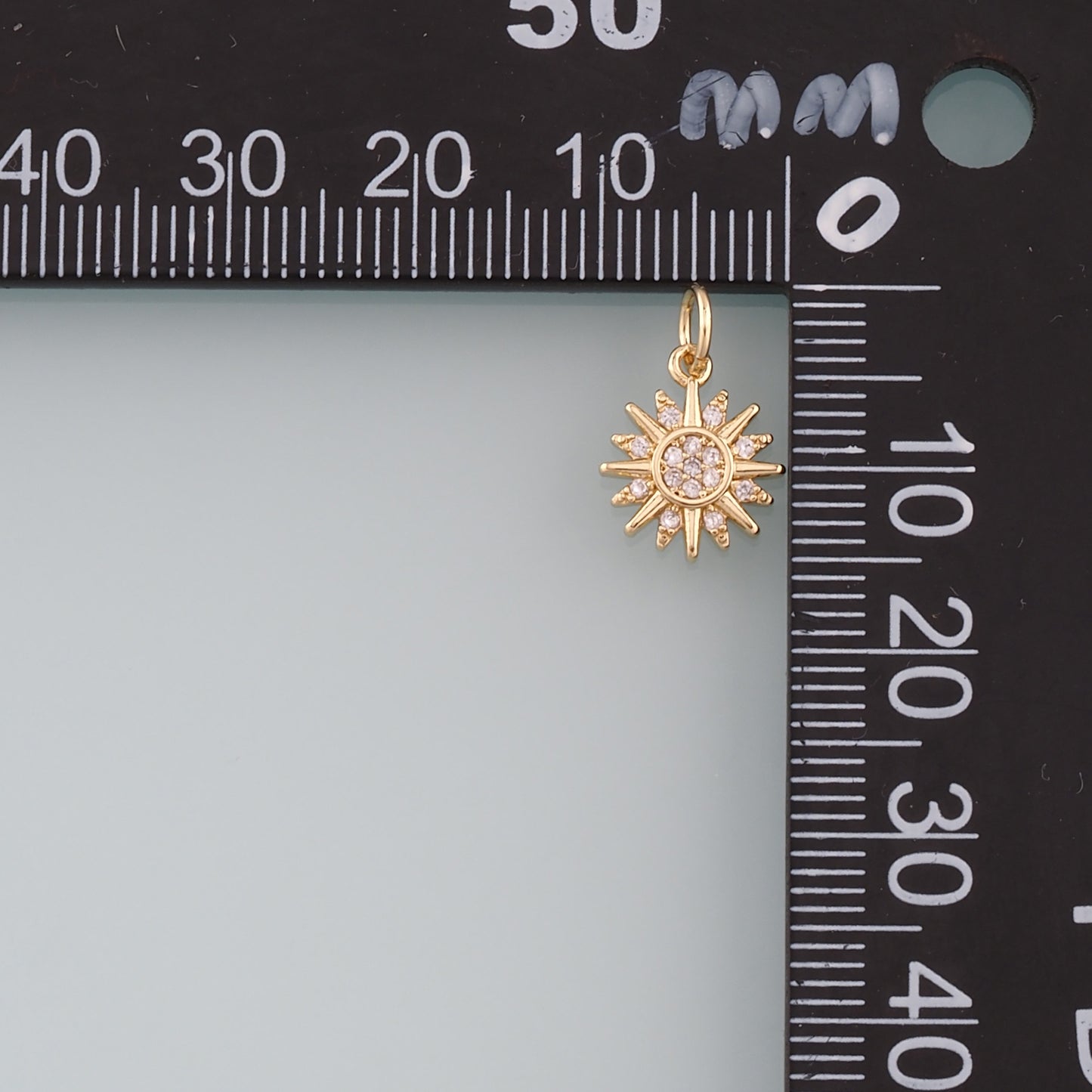 Gold Sun Charms,18K Gold Filled Sun Pendant,CZ Micro Pave Celestial Charm Bracelet Necklace for DIY Jewelry Making Supply
