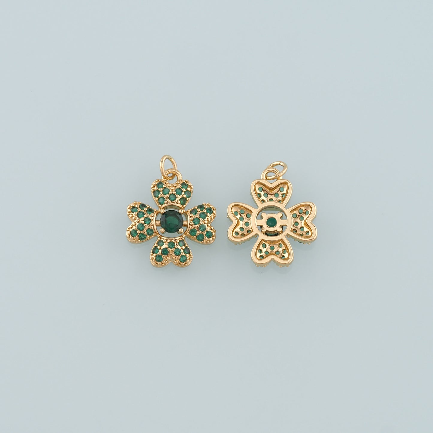 Gold Flower Charms,18K Gold Filled Flower Pendant,CZ Micro Pave Flower Charm Bracelet Necklace for DIY Jewelry Making Supply