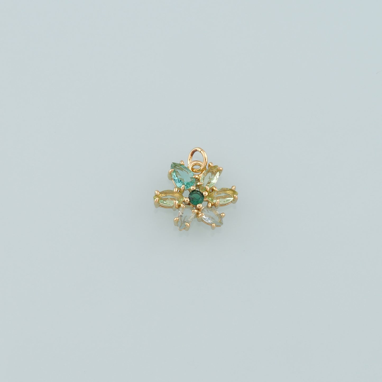 Gold Flower Charms,18K Gold Filled Flower Pendant,CZ Micro Pave Flower Charm Bracelet Necklace for DIY Jewelry Making Supply
