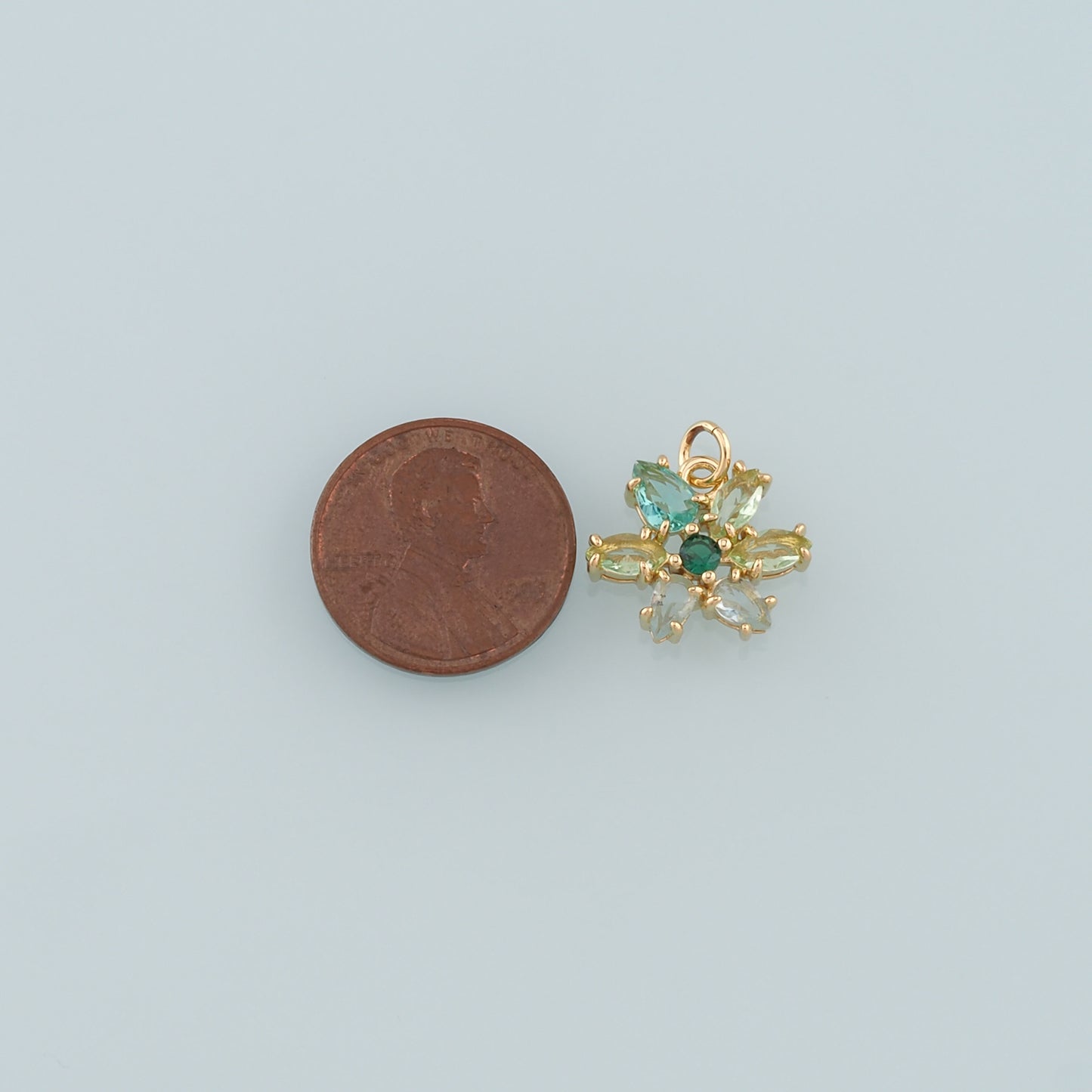 Gold Flower Charms,18K Gold Filled Flower Pendant,CZ Micro Pave Flower Charm Bracelet Necklace for DIY Jewelry Making Supply