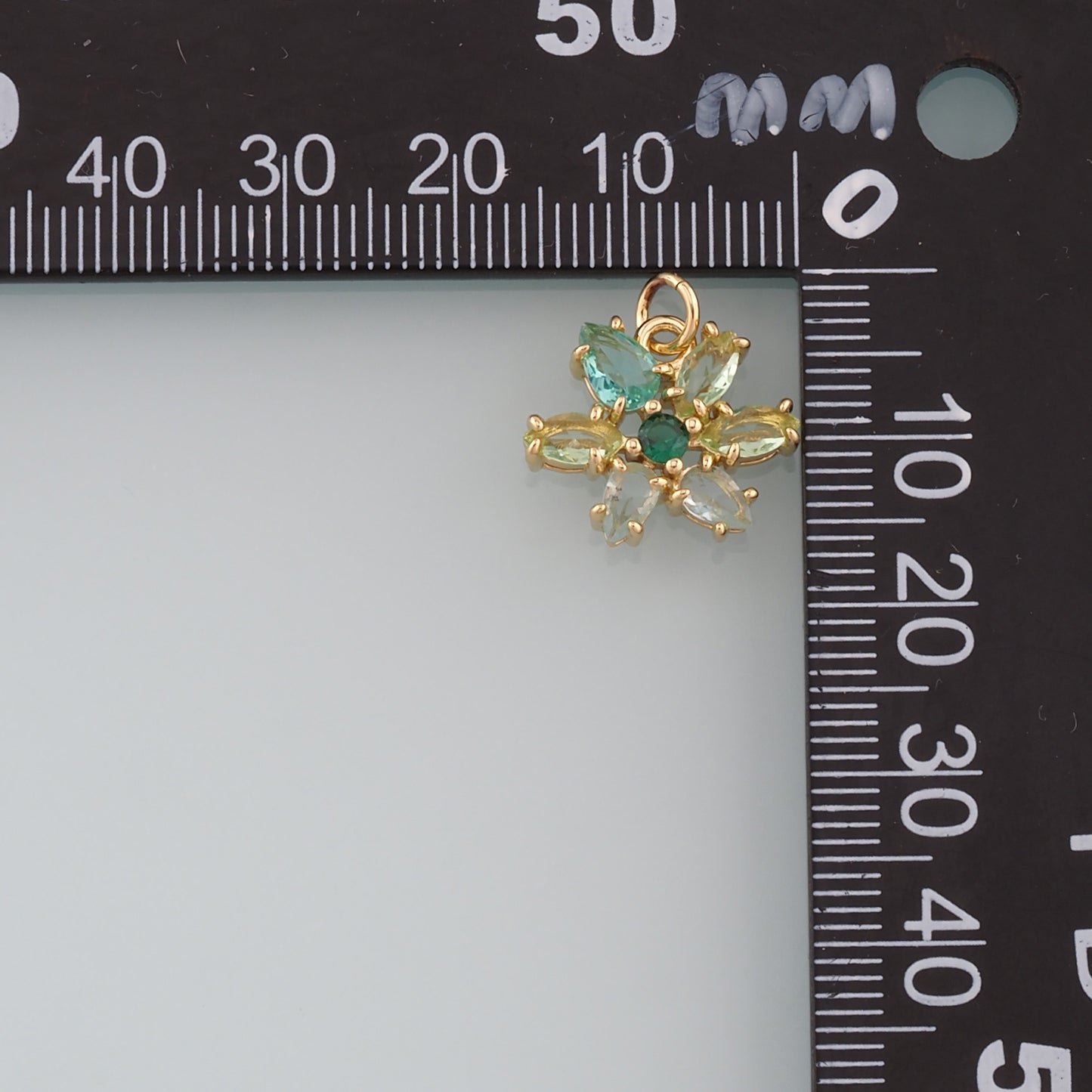 Gold Flower Charms,18K Gold Filled Flower Pendant,CZ Micro Pave Flower Charm Bracelet Necklace for DIY Jewelry Making Supply