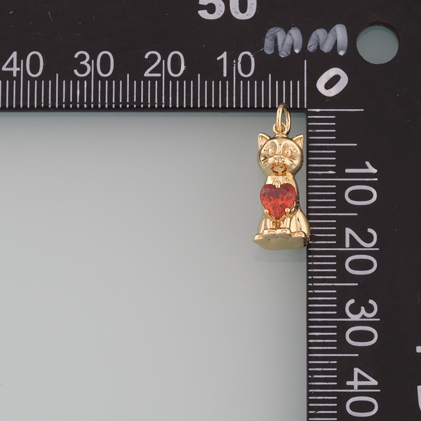 Gold Cat Charms,18K Gold Filled Cat Pendant,Heart Cat Charm Bracelet Necklace for DIY Jewelry Making Supply