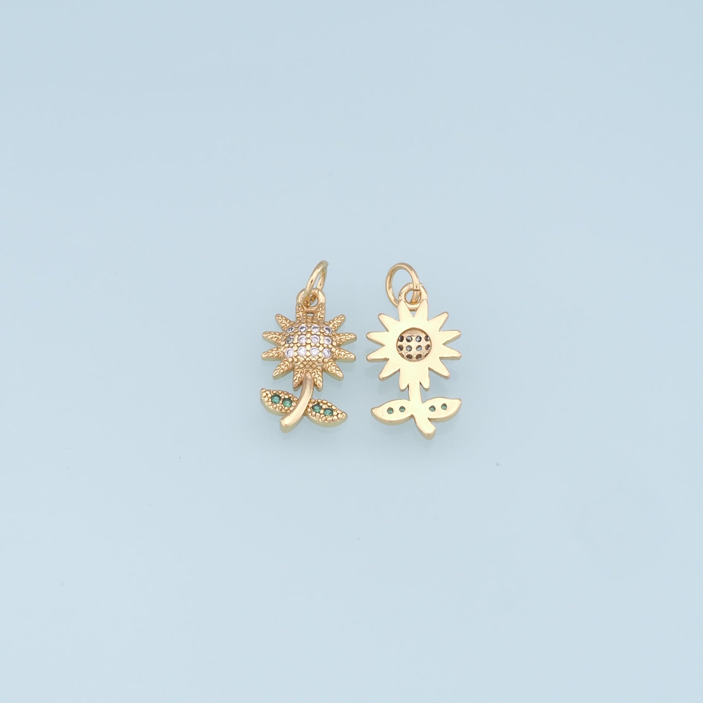 Gold Sunflower Charms,18K Gold Filled Sunflower Pendant,Sunflower Charm Bracelet Necklace for DIY Jewelry Making Supply