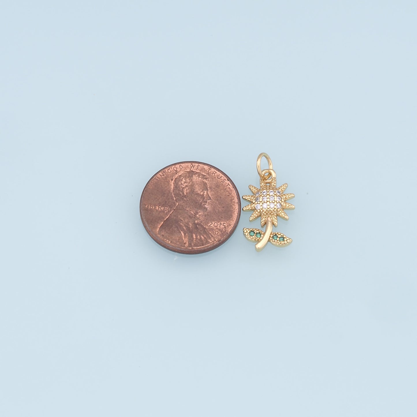 Gold Sunflower Charms,18K Gold Filled Sunflower Pendant,Sunflower Charm Bracelet Necklace for DIY Jewelry Making Supply