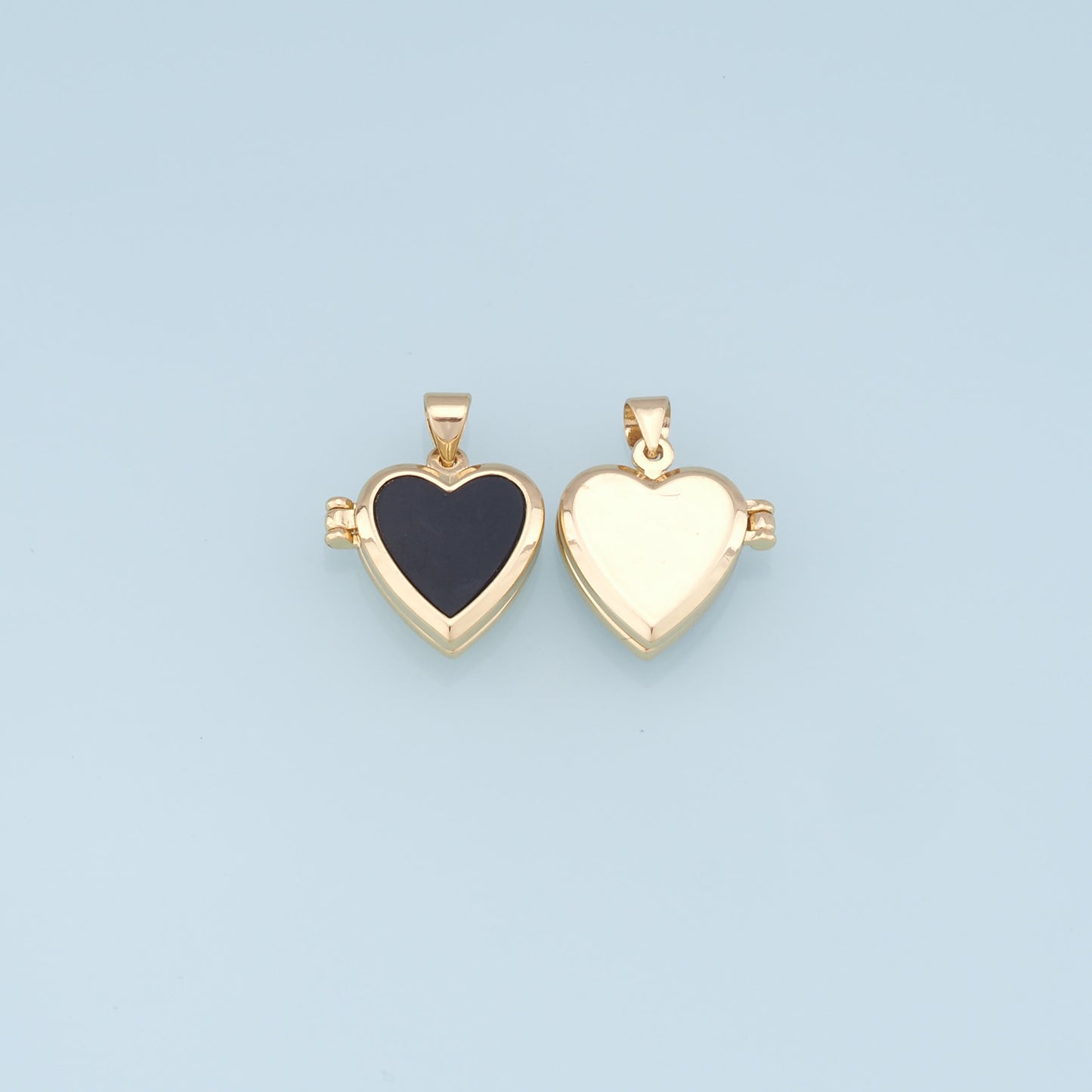 Gold Heart Charms,18K Gold Filled Heart Pendant,Black Heart Charm Bracelet Necklace for DIY Jewelry Making Supply