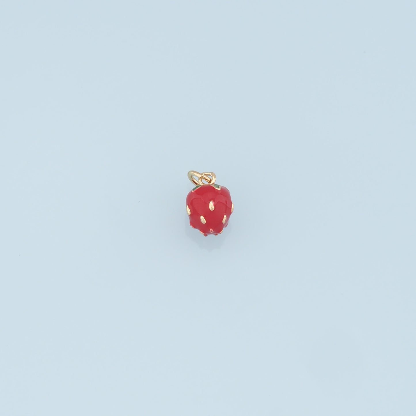 Gold strawberry Charms,18K Gold Filled Enamel strawberry Pendant,Fruit Charm Bracelet Necklace for DIY Jewelry Making Supply