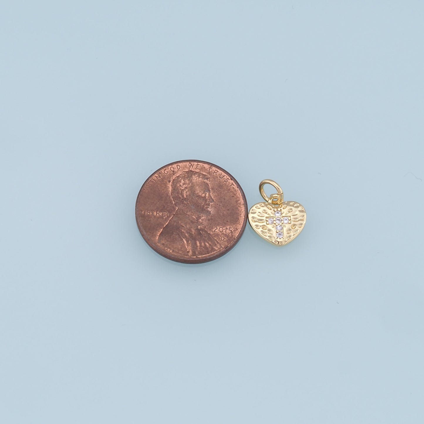 Gold Heart Charms,18K Gold Filled Heart Pendant,Cross Charm Bracelet Necklace for DIY Jewelry Making Supply