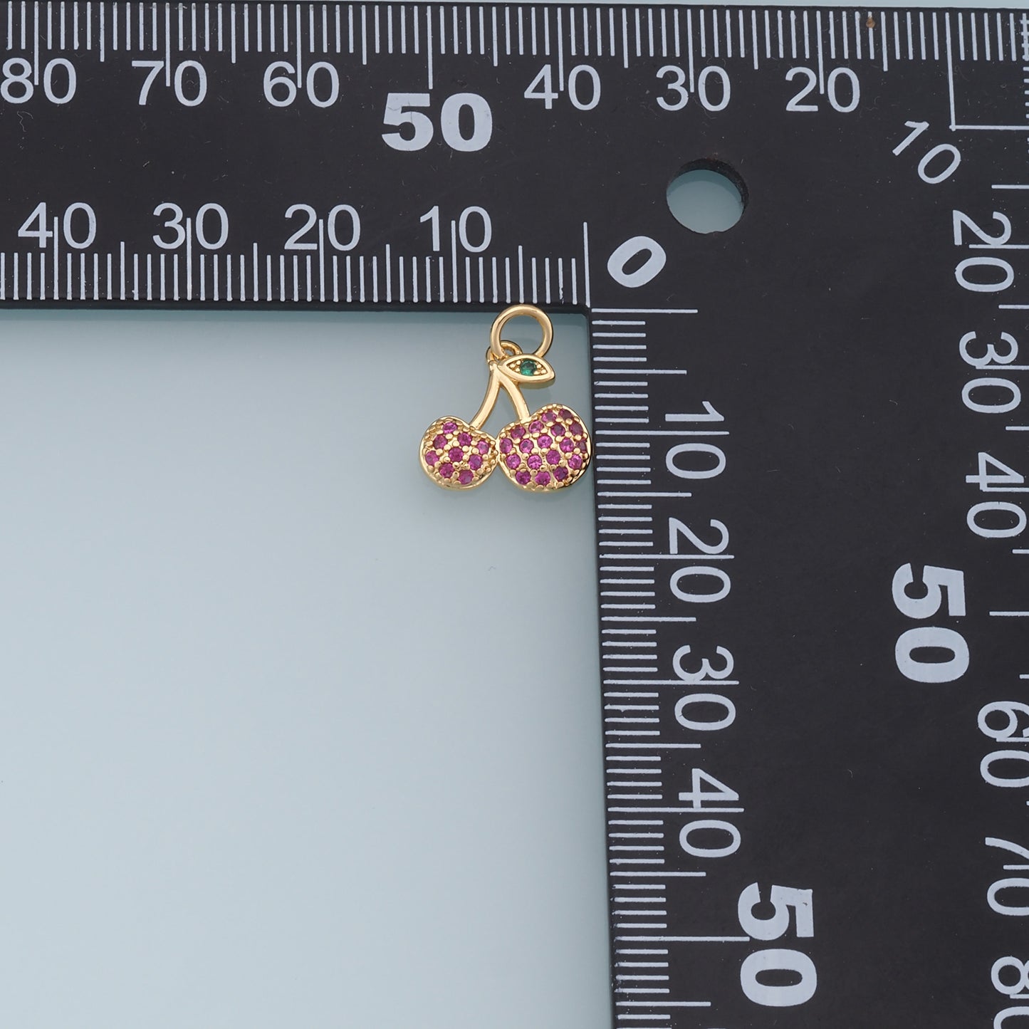 Gold Cherry Charms,18K Gold Filled Cherry Pendant,Fruit Charm Bracelet Necklace for DIY Jewelry Making Supply