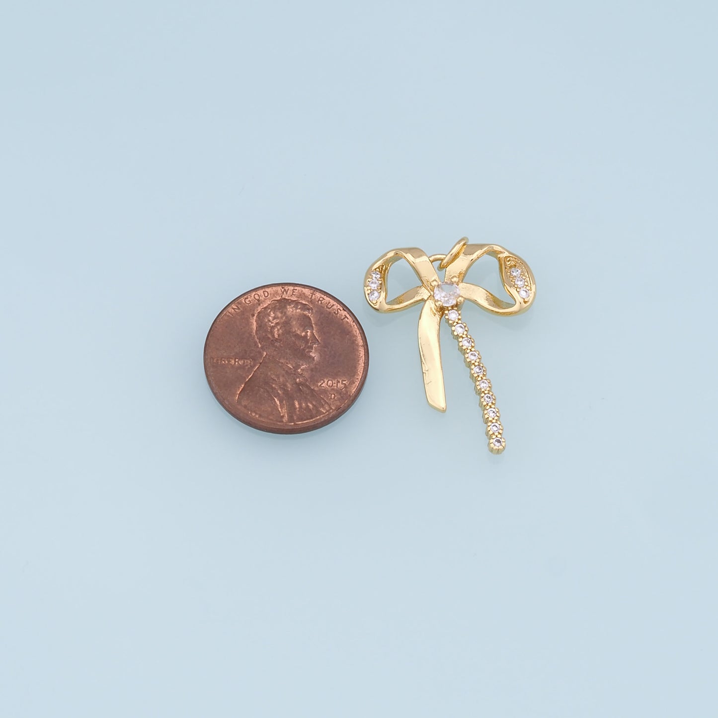 Gold Bow Charms,18K Gold Filled CZ Bow Pendant,Silver bow tie Charm Bracelet Necklace for DIY Jewelry Making Supply