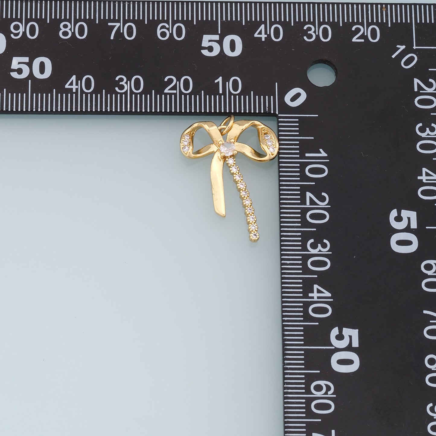 Gold Bow Charms,18K Gold Filled CZ Bow Pendant,Silver bow tie Charm Bracelet Necklace for DIY Jewelry Making Supply
