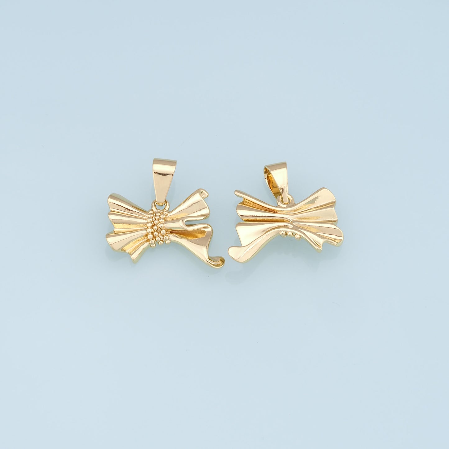 Gold Bow Charms,18K Gold Filled Bow Pendant,bow tie Charm Bracelet Necklace for DIY Jewelry Making Supply